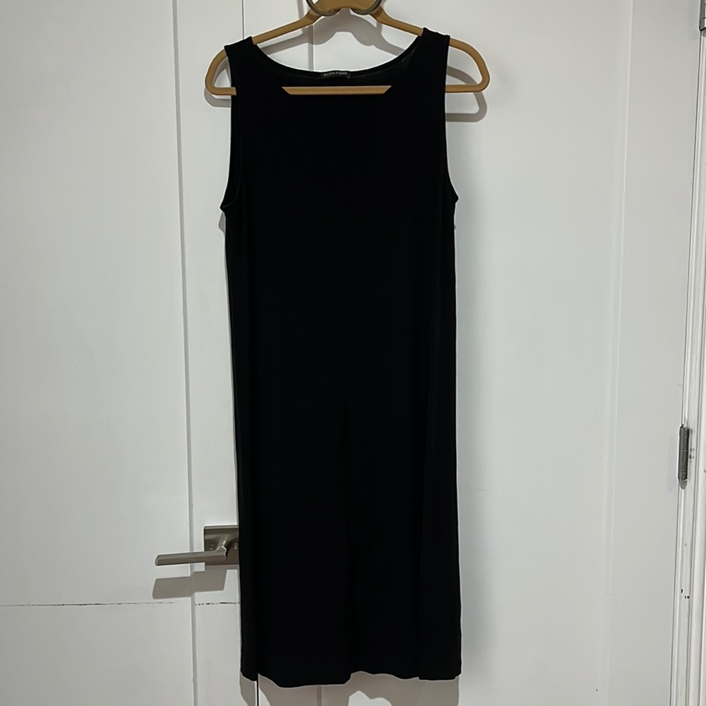 Eileen Fisher Large Black Flowing Lightweight Dress